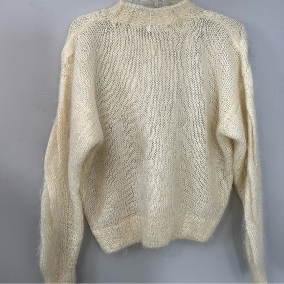 Vintage Talbot Mohair Cozy Fuzzy White Sweater Knit Boho Ski Cabin Mockneck Boho - Picture 8 of 14